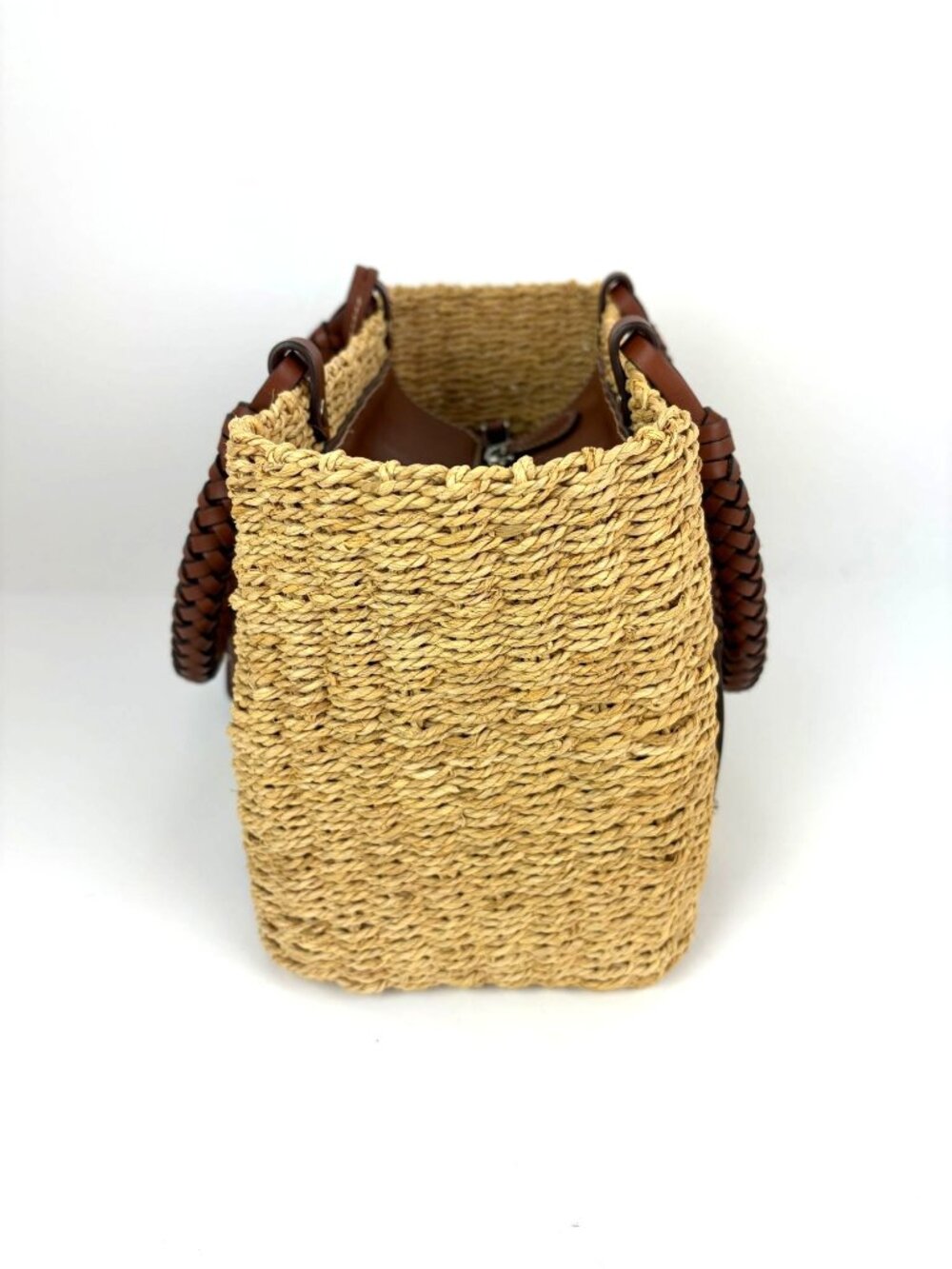 Prada Palmetto Vitello Woven Raffia Naturale Tote Bag - Picture 10 of 13